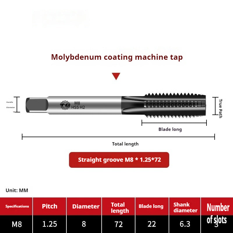 2116-High-performance 6542 molybdenum plating straight groove screw machine with tap high-speed steel tapping thread high-strength processing Shandong Denso Pricision Tools Co.,Ltd.